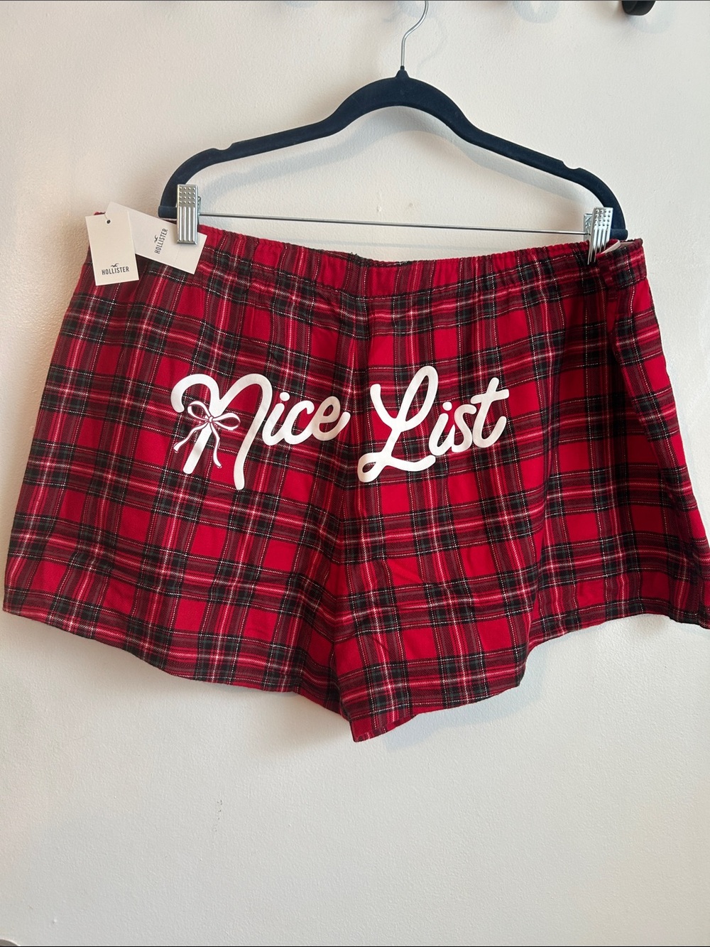 Hollister Red and Black Plaid Lounge Shorts